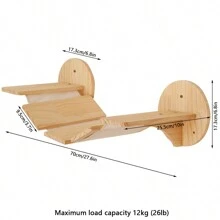 Wall Mounted Cat Shelves And Perch, Soft Cat Hammock, Solid Wood Cat Bridge, Stable Cat Wall Furniture For Climbing, Playing, Resting, Max Load 12kg (26lb) - Apricot - View 6