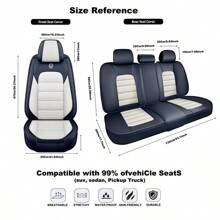 5 Custom Fit PU Leather Car Seat Covers With Memory Foam Filler - Soft, Comfortable, And Protective - All-Season, Easy To Install, And Do Not Wash - 藍白色 - 查看 2