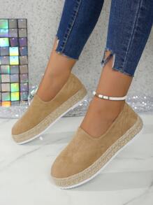 2024 damskie proste płaskie wkładki buty w stylu casual, wygodne niskie zamszowe grube podeszwy platformy wsuwane mokasyny