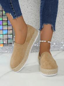 2024 damskie proste płaskie wkładki buty w stylu casual, wygodne niskie zamszowe grube podeszwy platformy wsuwane mokasyny