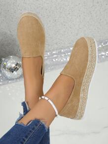 2024 damskie proste płaskie wkładki buty w stylu casual, wygodne niskie zamszowe grube podeszwy platformy wsuwane mokasyny