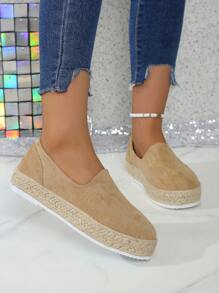 2024 damskie proste płaskie wkładki buty w stylu casual, wygodne niskie zamszowe grube podeszwy platformy wsuwane mokasyny