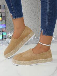 2024 damskie proste płaskie wkładki buty w stylu casual, wygodne niskie zamszowe grube podeszwy platformy wsuwane mokasyny