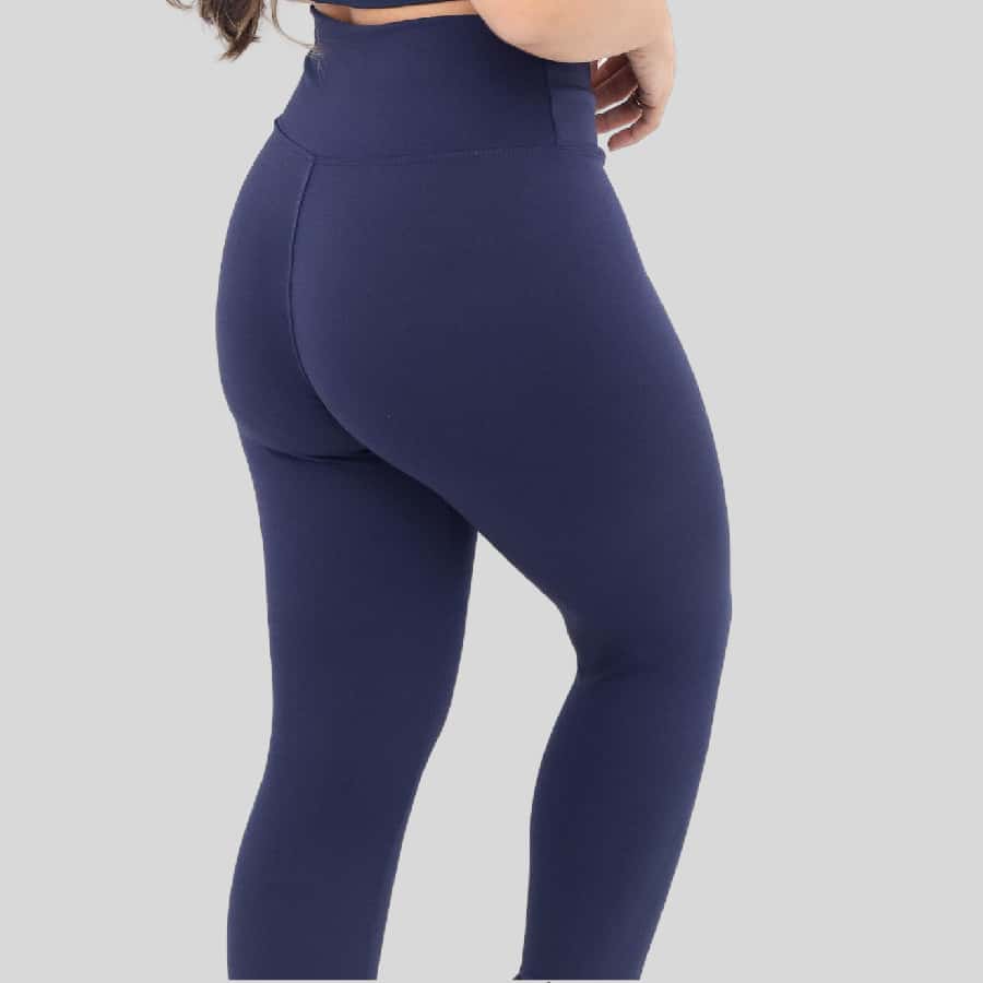 Calça Legging Esportiva Academia Yoga Cintura Alta suplex MD Básica moda fitness esportivas, casul, caminhada treino - Azul Marinho - Visão 1