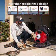 Drain Cleaner Machine With 4 Cutters & Foot Switch And Pair Of Gloves,Drain Cleaner Machines,Electric Drain Auger For 1" To 4" Pipes Electric Drain Snake Sewer Snake Drill - 紅色 K-300F 50 英尺 1/2 英寸 - 查看 4