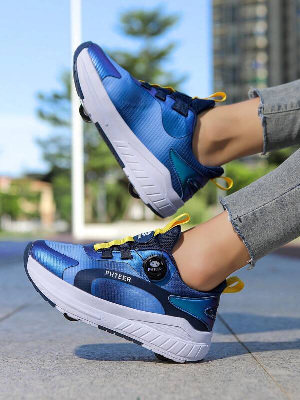 Roller Skate Sneakers For Women And Men, Teenagers Four-Wheel Roller Shoes For Walking Or Sliding, Mesh Material