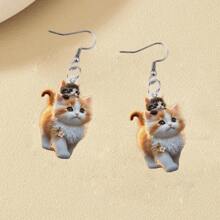 1 Pair, Cute Cat Earrings Animal 2D Acrylic Personalized Fun Earrings Classic Elegant Daily Casual Female Gift Holiday Party Accessories Holiday Party Gifts