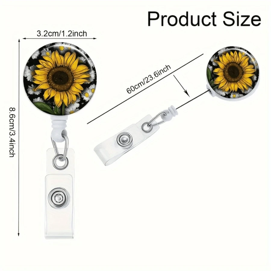 ひまわりのランヤード IDバッジホルダー、医師、看護師、オフィス従業員向け伸縮式ネームタグバッジリール、ユニークなギフト SHEIN JAPAN