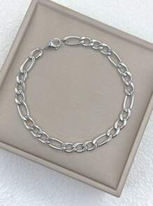 1 paquete Cadena Figaro de acero inoxidable de moda, collar, pulsera, joyería de estilo hip hop, regalo para hombres y mujeres, apto para uso diario