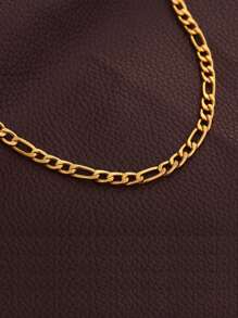1 paquete Cadena Figaro de acero inoxidable de moda, collar, pulsera, joyería de estilo hip hop, regalo para hombres y mujeres, apto para uso diario