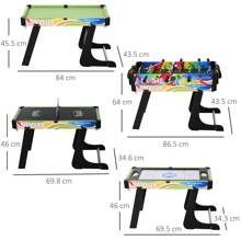 Tavolo da Gioco 4 in 1 per Calcio-Balilla, Biliardo, Air Hockey e Ping Pong con Accessori Inclusi, Tavolo Pieghevole in MDF e Plastica, Multicolore - Multicolore - Visualizzare 3