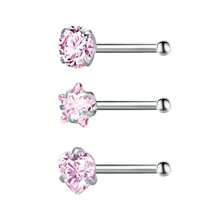 Clous de nez 20g 18g Anneaux de nez Clous de nez en forme de L en acier chirurgical inoxydable avec petit diamant Clous de nez pour femmes et hommes Anneaux de nez tire-bouchon Clous de piercing de nez à vis