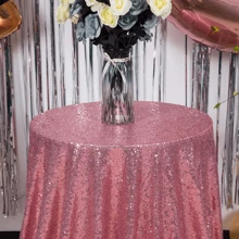 1pc Gold Sequin Round Tablecloth, Gold Shiny Tablecloth For Weddings, Birthday Parties, Family Gatherings, Bridal Shower Decoration - Multicolor - View 24