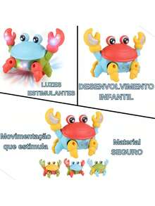 Brinquedo Caranguejo Fujão Musical Som Luz E Movimento - Multicolorido - Visão 6