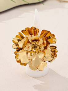 1套时尚2024新款欧美跨界金属风立体花朵首饰套装个性夸张项圈手链耳环戒指套装女日常佩戴 - 首飾套裝 - 查看 9