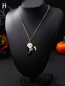 1 Piece 2024 New European And American Cross-Border Creative  Hat Jack-O '-Lantern Ghost Bat Halloween Necklace Women Wear Daily