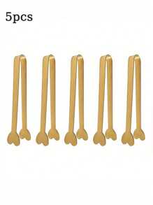 1/5/10pcs Stainless Steel Heart-Shaped Sugar Tongs, Kitchen Cooking Clips, Small Candy/Dessert Tongs For Parties, Weddings, Mini Size