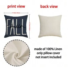 4 件秋季南瓜与字母亚麻印花枕套，45x45cm，房间装饰，卧室装饰，沙发装饰（不含枕芯） - 彩色 - 查看 7