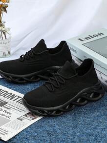 Schwarze, lässige, leichte, weiche, personalisierte Outdoor-Sport-Laufschuhe mit atmungsaktiver gestrickter Sohle für Herren - Schwarz - Übersicht 3