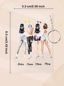 1 Peça Chaveiro Acrílico Personalizado com Ilustração Manual de Melhor Amigo(a) 5,4x8,6cm - Chaveiro Ilustrado Personalizado Dama de Honra - Presente Personalizado de Melhor Amigo(a) com Imagem DIY - Chaveiro para 2, 3, 4 Amigos - Acessório Perfeito para Bolsa - Presente Ideal de Melhor Amigo(a) para Celebrar Amizade e Dama de Honra em Aniversários, Dia dos Namorados e Ocasiões Especiais - 4 melhores amigos - Visão 7