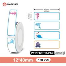 Marklife Marklife 1 Rolls 0.47x1.57inch (12*40mm) 150 Sheets Labels Different Color Lovely Thermal Label Paper, Waterproof, Five-Proof Protection, Premium Quality Paper - Perfect For Organizing & Labeling, For P11, P12, P15, P50 Inkless Printer,Used For Household Storage And Organization Labels, Name Tags, Gift Notes, Etc