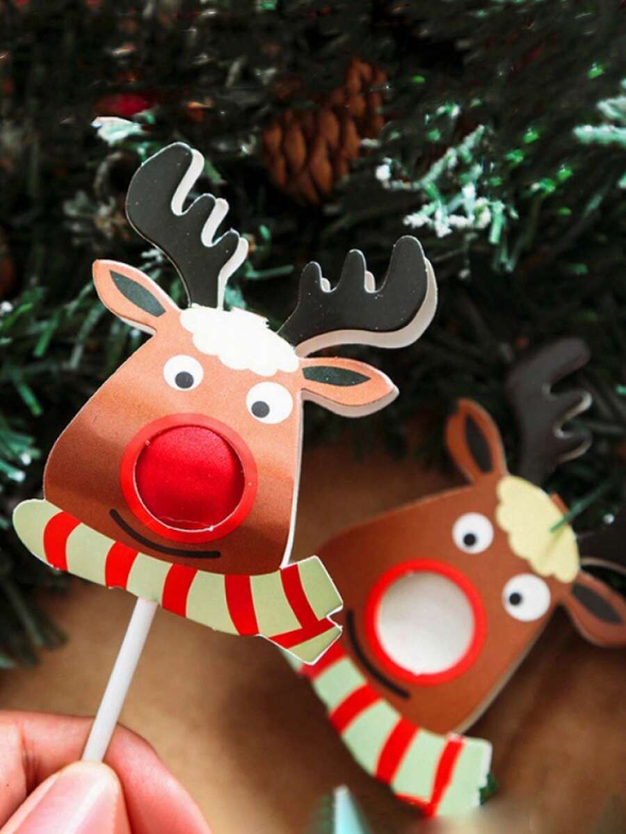 50 件/包圣诞派对礼物驯鹿棒棒糖、糖果装饰纸卡、圣诞节 - 綠色 - 查看 1