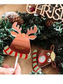 50 件/包圣诞派对礼物驯鹿棒棒糖、糖果装饰纸卡、圣诞节 - 綠色 - 查看 4