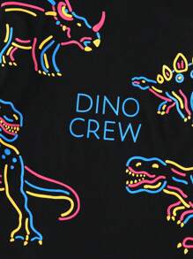 3pcs/Set Young Boy Casual Long Sleeve T-Shirt With Dinosaur Pattern, Cool