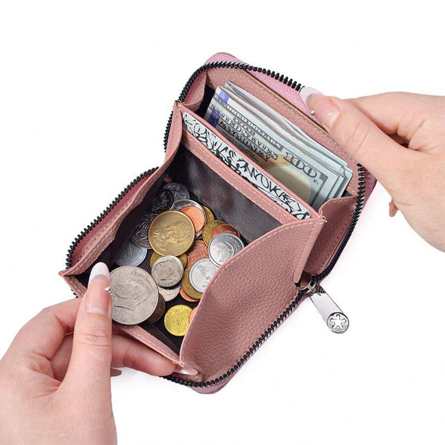 New Unisex Japanese Style Concertina Multiple Card Slots Zipper Coin Large Capacity Wallet Small Case For Women Wallet Purse Wallet Small Wallet - Pink - View 1