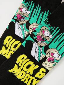 1 双儿童袜子，卡通字母图案，男女通用男孩女孩日常休闲透气柔软中筒袜，适合日常生活 - 彩色 - 查看 4