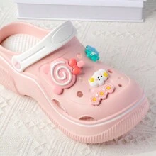 Sliders de mules ventilés à semelle épaisse décorés de sucettes à la mode pour femmes, tongs de plage de dessin animé mignon pour le printemps, l'été et l'automne, sabots d'allaitement antidérapants