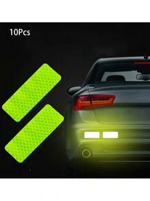 10pcs Car Bumper Reflective Safety Stickers, High Visibility Reflective Tape, Suitable For Cars, Motorcycles, Bicycles, Trucks