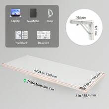 Wall Mounted Folding Table, 47.24" X 19.69" Wall Mount Drop Leaf Table, Floating Desk With Iron Bracket, Fold Down Desk For Small Spaces, Home Office, Dining, Laundry Room, Kitchen, Bar, White - trắng - Xem 4