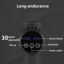 ZM Health 30档变速便携式手持电动按摩枪，深层组织冲击式按摩器，带LED显示屏，适用于办公室、健身、肌肉恢复 - 黑色 - 查看 2