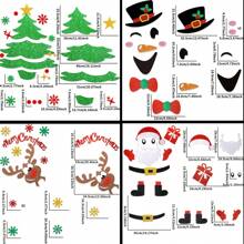 Set di decorazioni natalizie in stile di lusso - Adesivi per porta in plastica e feltro con motivi di pupazzo di neve, albero e cervo e adesivi per finestre, decorazioni per la casa per le vacanze senza elettricità