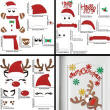 Set di decorazioni natalizie in stile di lusso - Adesivi per porta in plastica e feltro con motivi di pupazzo di neve, albero e cervo e adesivi per finestre, decorazioni per la casa per le vacanze senza elettricità