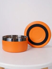 Supet 1 Peça Tigela para Cachorro Redonda Reforçada de Aço Inoxidável, Cor Sólida Estilosa, Tigela para Gato e Cachorro Antiderrapante, Adequada para Uso Interno e Externo