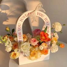 5pcs/10pcs Flower Carrier Bag, Flower Packaging Box, Flower Handbag, Suitable For Fresh Flower Packaging, Less Likely To Deform Or Damage During Transportation Compared To 1pc