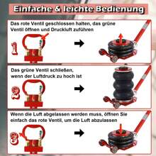 VA-Cerulean 3T Pneumatic Car Jack, Adjustable Handle, 6600 Ibs Air Jack Inflatable, Car Jack Air Cushion Jack Loading Capacity For Family Cars Minivans, Red - Red - View 5