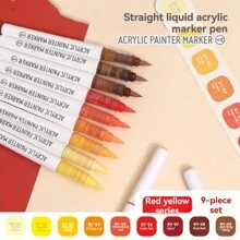 9 Stücke gerade Flüssig-Acryl Marker Stifte mit weichen Spitzen für Kunststudierende, geeignet für nicht-transparentes Graffiti und stapelbare Farben, verwendbar für DIY Malerei auf Holz, Keramik und Steinen