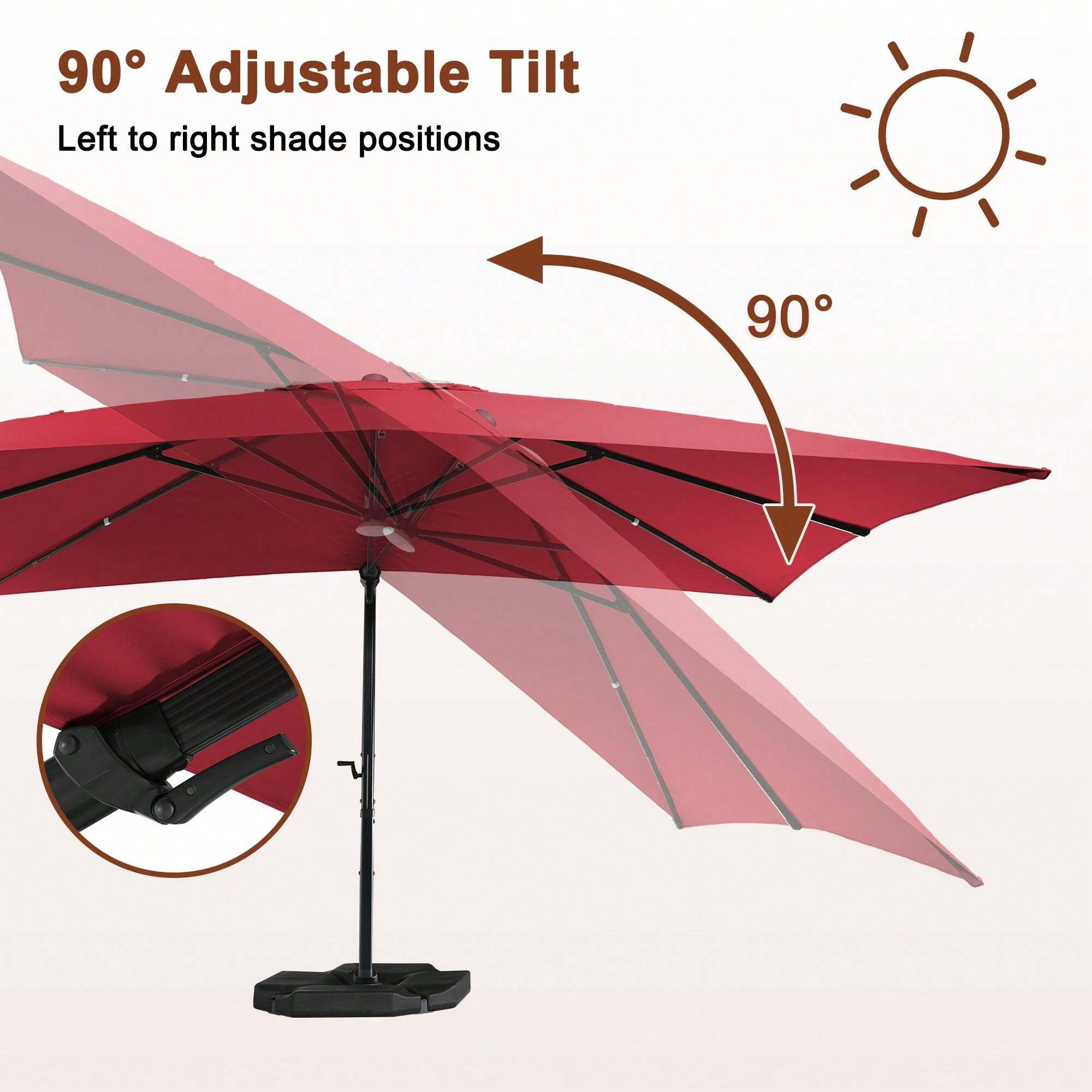 MONDAWE 10 Ft. X 13 Ft. Aluminum Cantilever Outdoor Tilt Patio Umbrella