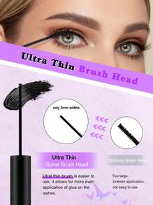 1支10毫升睫毛胶，超强粘性，持久48小时，防水，不含乳胶，最佳睫毛胶，超细柔韧刷头，黑色，Bond睫毛胶，10毫升/0.33盎司，完美纤长睫毛 - 黑色 - 查看 7