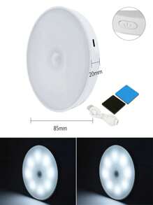 1pieza/3 piezas/6 piezas Luces con sensor de movimiento, luces LED recargables magnéticas para pegar en la pared, luz nocturna con carga USB para escaleras, pasillos, armarios, cocina, debajo de los gabinetes (250mAh)