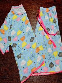 Pijama Feminino Adulto Ondinha Cropped Baby Doll Short Estampado Suede Roupa de Dormir