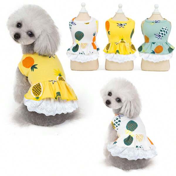 1 pieza Ropa nueva para mascota, falda de piña de verano para perro, lindos suministros para mascotas