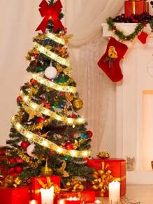 1 st, 50/100 LED, 5M/10M, Gouden Warme Licht Kerst Lintverlichting, Geschikt Voor Kerstmis, Bruiloft, Nieuwjaar Binnen- En Buitendecoratie, Kerstmis