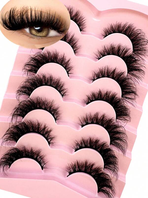 3D Nerz Wimpern 5D Flauschige Katzenaugen Wimpern Verwischt 6D Volumen Falsche Wimpern, die wie Verlängerungen aussehen, dick, weich, lockig, Falsche Wimpern 7 Paar Pack