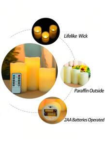 1/2/3 piezas Luces de velas LED impermeables con control remoto y temporizador - Luces de velas LED marfil, Altura de 4in/5in/6in, Diámetro de 3in, Decoración del hogar a batería, Regalo para fiestas, cumpleaños, graduación y bodas