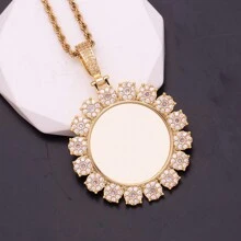 1 件嘻哈冰晶全方晶锆石记忆方形设计相框吊坠闪亮定制图片吊坠项链情侣首饰 - 嘻哈風 - 查看 8