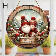 Đồ trang trí Giáng sinh 1 cái "Holiday Charm" Vòng hoa gỗ tròn trang trí tường mừng Giáng sinh vui vẻ cho cửa ra vào, phòng khách và lễ kỷ niệm Giáng sinh - Nhiều màu - Xem 4